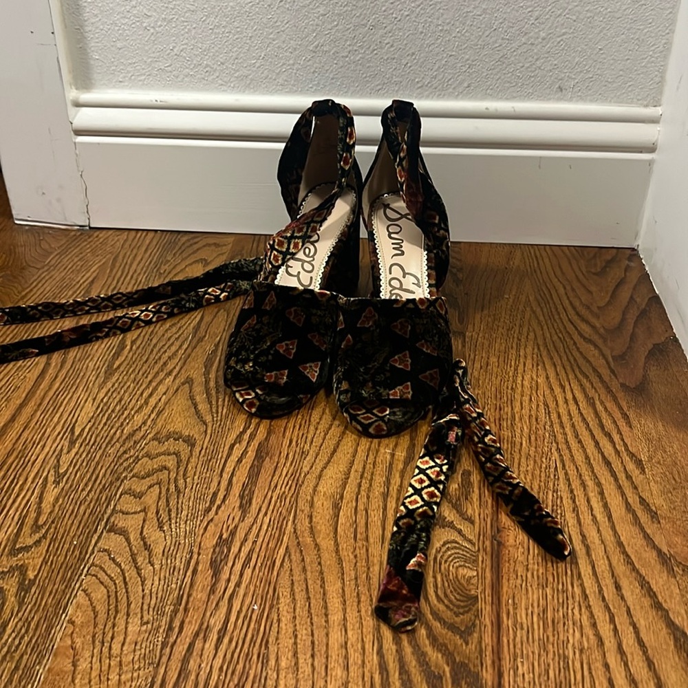 Sam Edelman lace up velvet heels